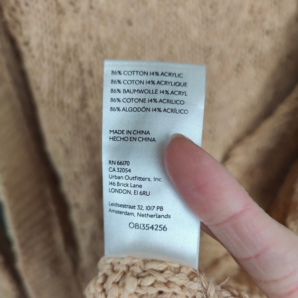 Free People Montana Cable‎ Knit Cardigan Sweater Womens Small Tan Oversized Boho - Picture 11 of 12